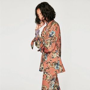Zara Flowing Floral Print Jacket